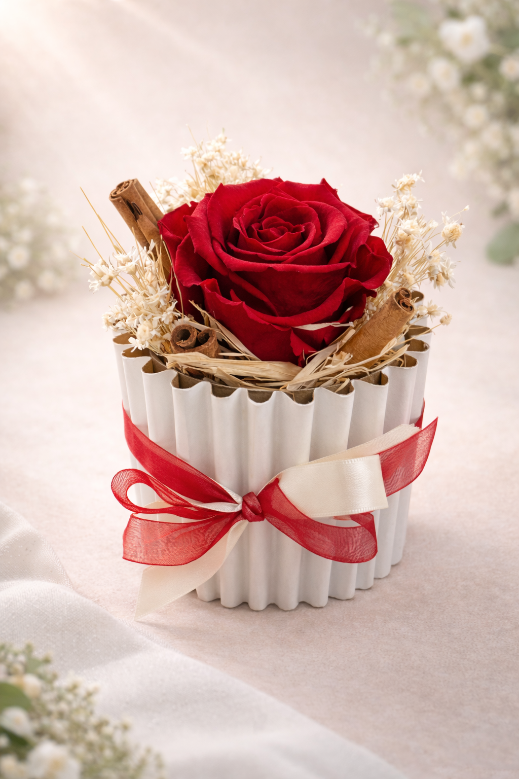 œur Silencieux – Flower Box Artigianale con Rosa Rossa Stabilizzata