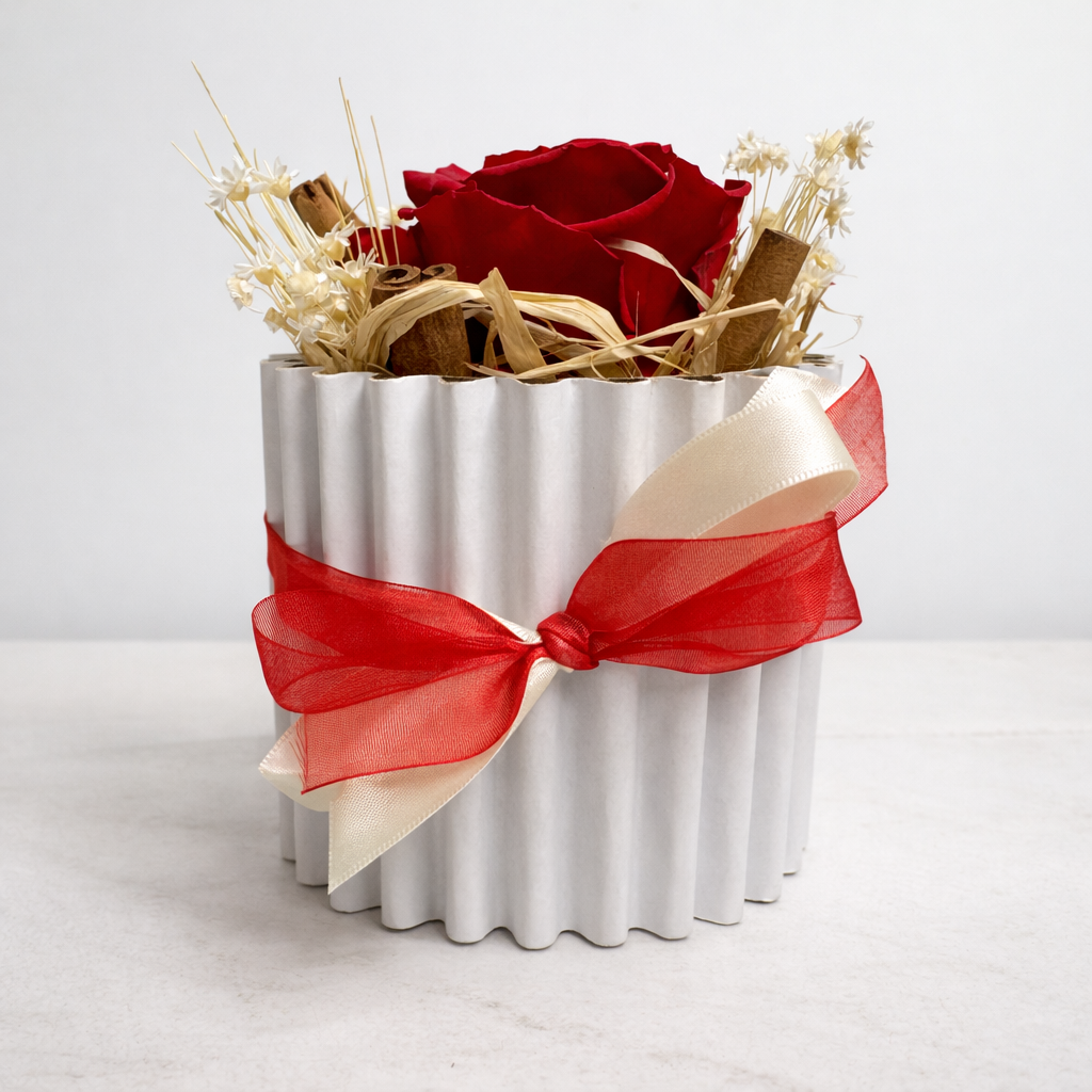 œur Silencieux – Flower Box Artigianale con Rosa Rossa Stabilizzata