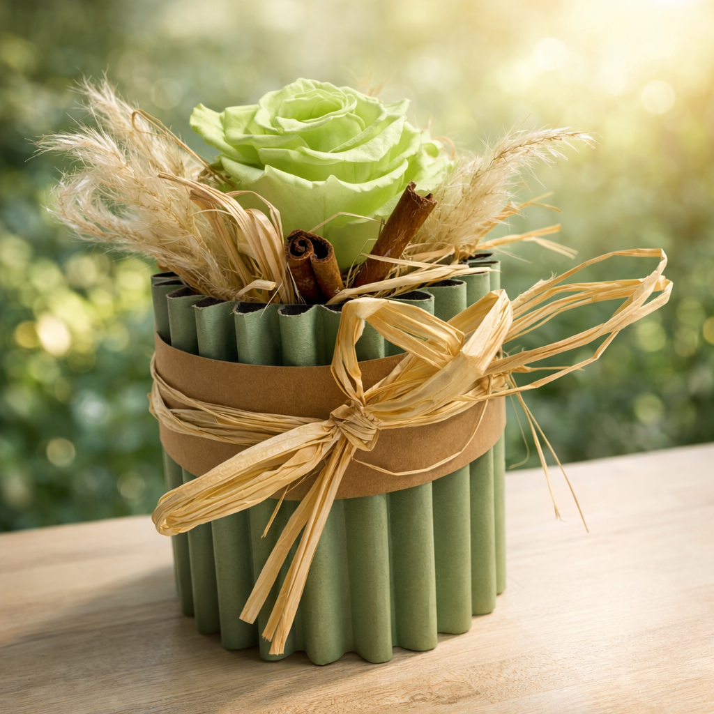 Verde Mémoire – Flower Box con Rosa Verde Stabilizzata